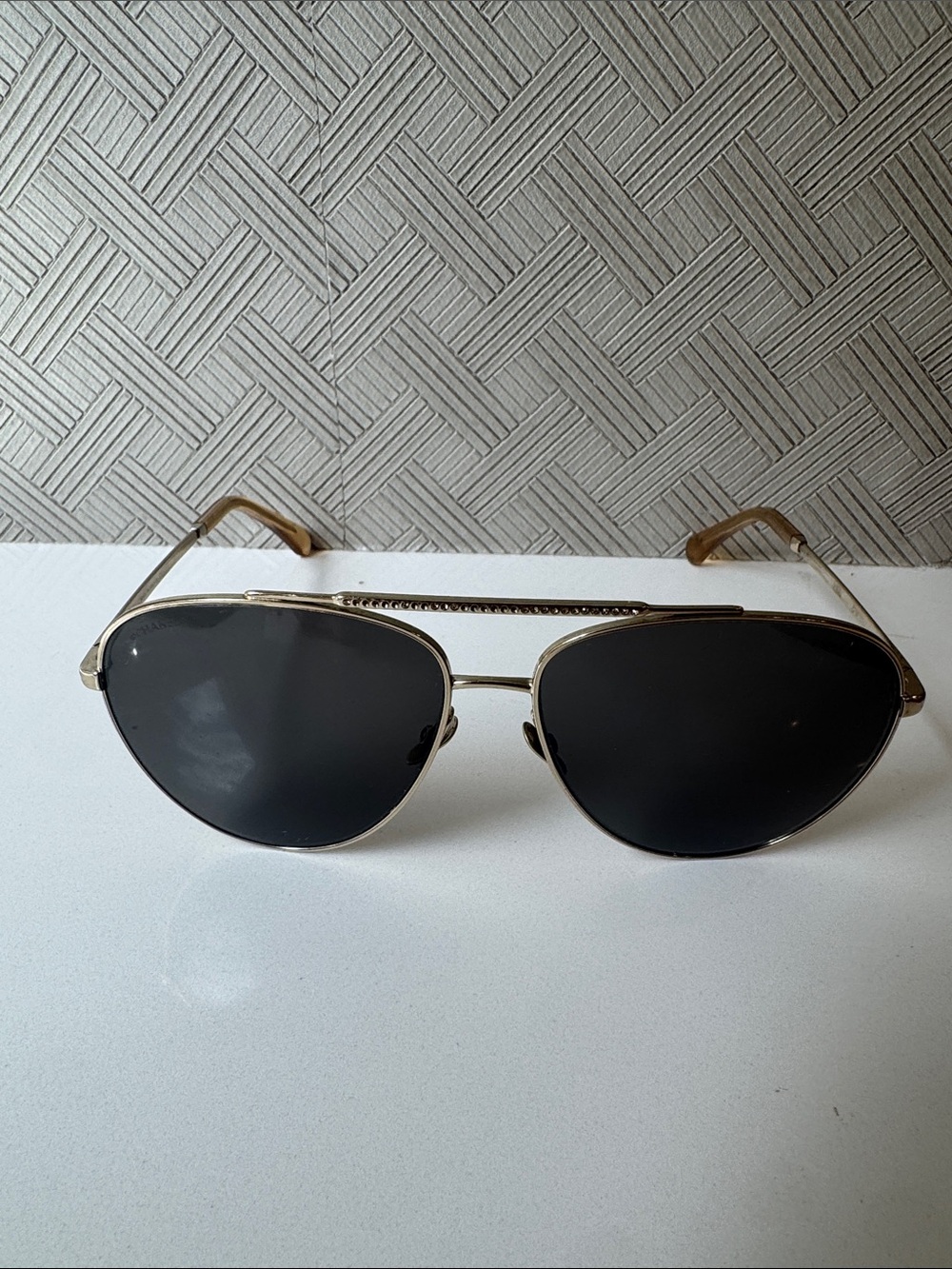 Chanel Aviator Pilot Sunglasses Gold & Crystal frames Black gradient lenses - Picture 4 of 14